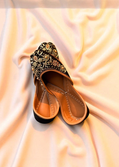 Hand Embroidered Black Velvet Jutti Bridal Footwear Online in Sri Lanka India Australia