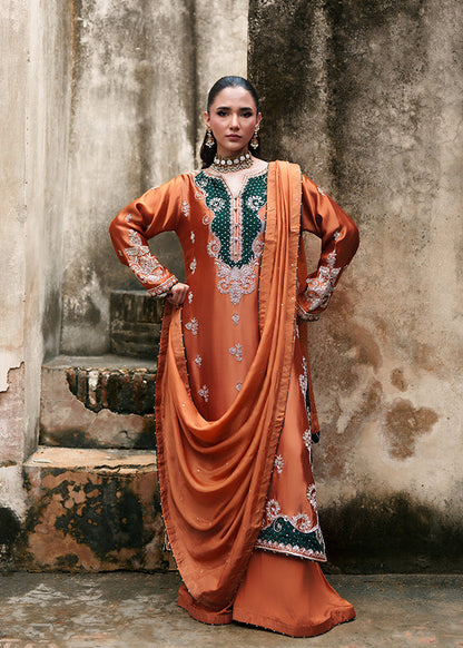 Hand Embroidered Charmuse Silk Ladies Suit Online in Dubai UAE Abudhabi Ajman Sharjah