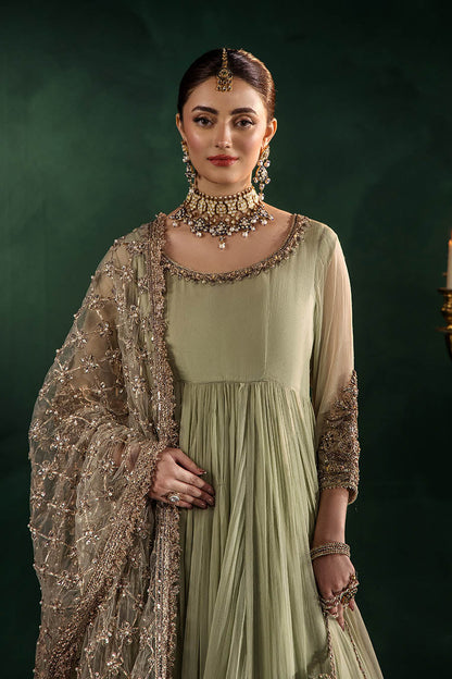 Hand Embroidered Crinkle Chiffon Partywear Suit Online in Dubai UAE Abudhabi Ajman Sharjah