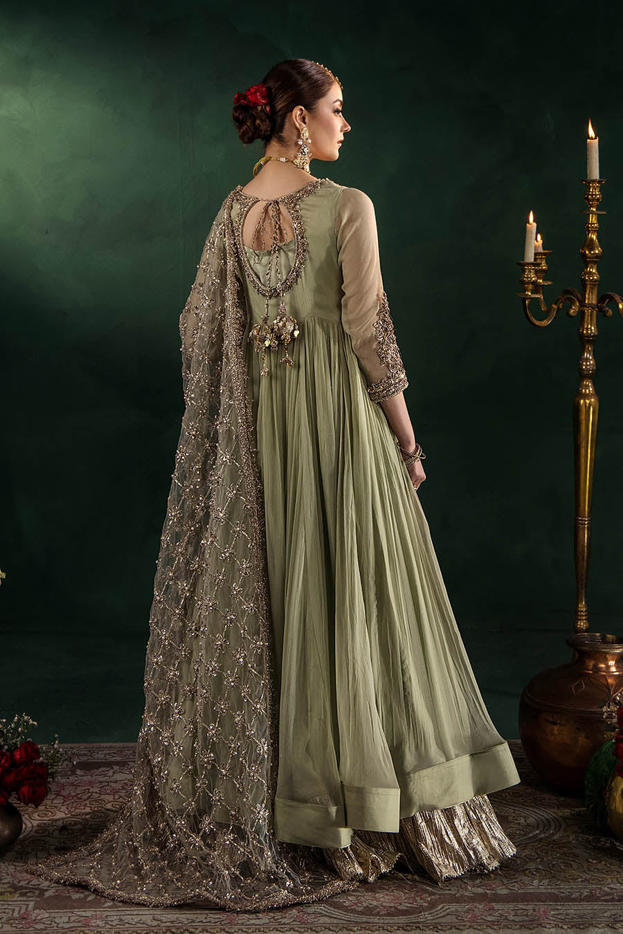 Hand Embroidered Crinkle Chiffon Partywear Suit Online in Dubai UAE Abudhabi Ajman Sharjah