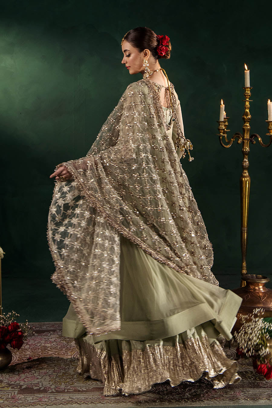 Hand Embroidered Crinkle Chiffon Partywear Suit Online in Dubai UAE Abudhabi Ajman Sharjah