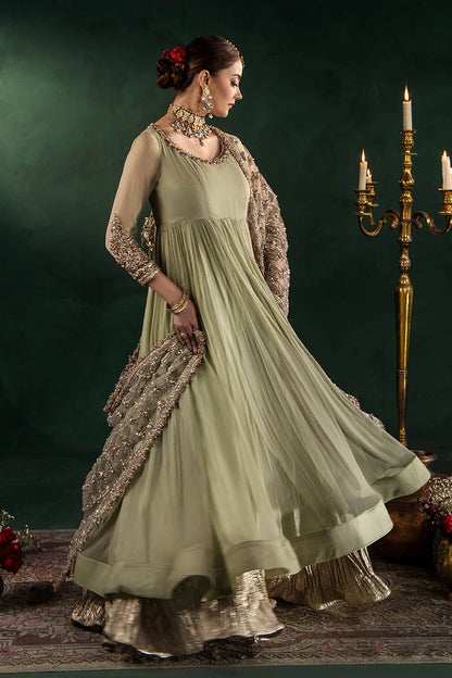 Hand Embroidered Crinkle Chiffon Partywear Suit Online in Dubai UAE Abudhabi Ajman Sharjah