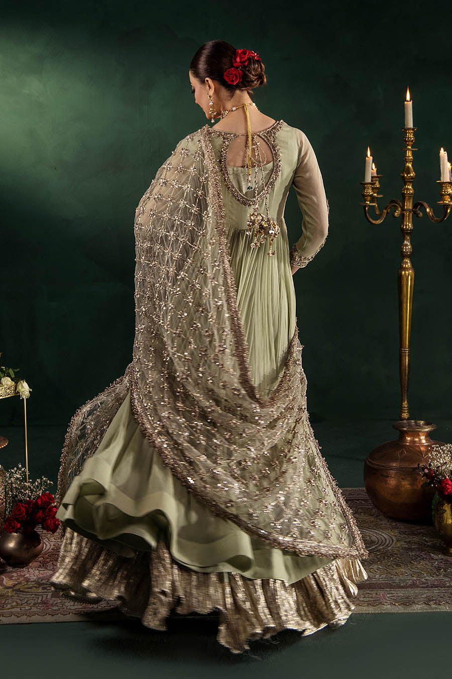 Hand Embroidered Crinkle Chiffon Partywear Suit Online in Dubai UAE Abudhabi Ajman Sharjah