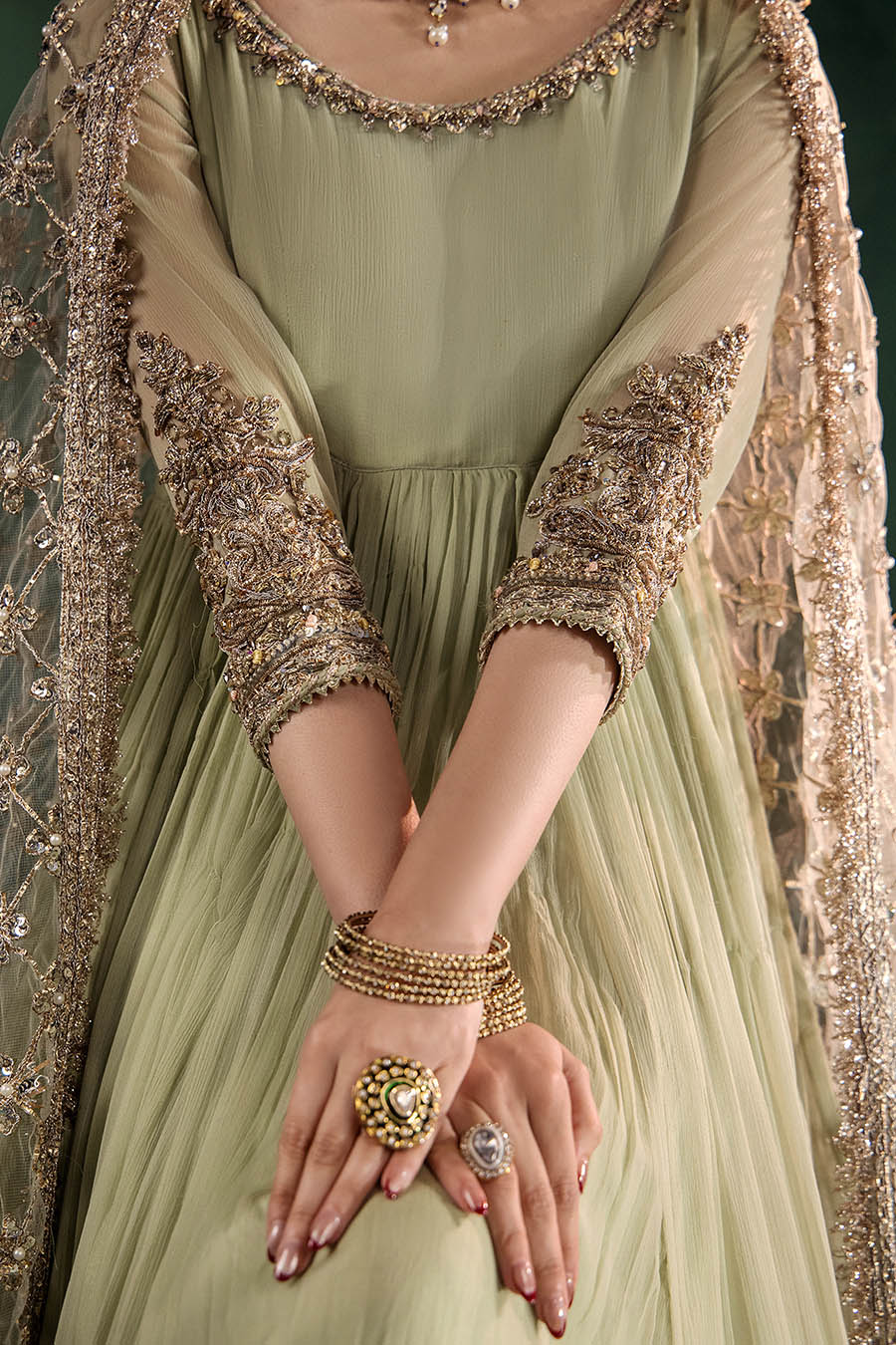 Hand Embroidered Crinkle Chiffon Partywear Suit Online in Dubai UAE Abudhabi Ajman Sharjah