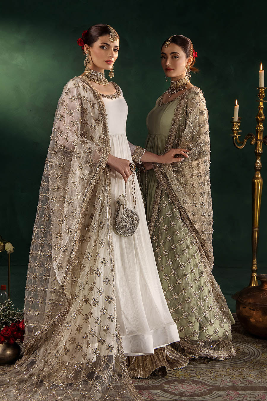Hand Embroidered Crinkle Chiffon Partywear Suit Online in Dubai UAE Abudhabi Ajman Sharjah