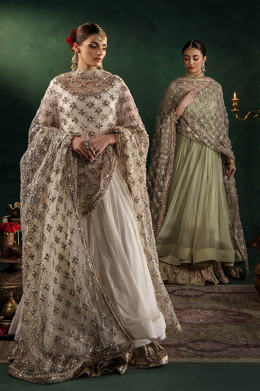 Hand Embroidered Crinkle Chiffon Partywear Suit Online in Dubai UAE Abudhabi Ajman Sharjah