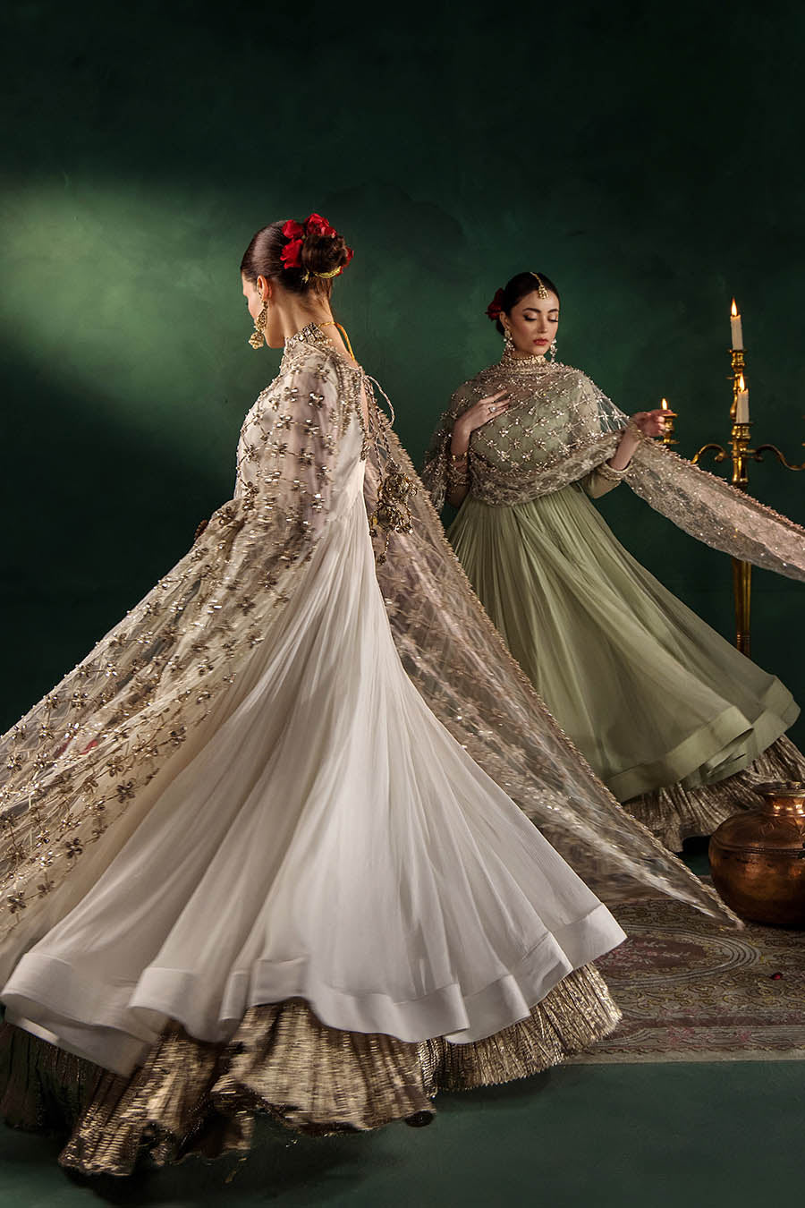 Hand Embroidered Crinkle Chiffon Partywear Suit Online in Dubai UAE Abudhabi Ajman Sharjah