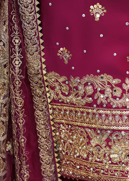 Hand Embroidered Magenta Charmuse Wedding Wear Online in Sri Lanka India Australia