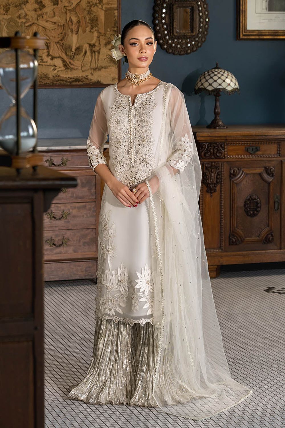 Hand Embroidered Organza Sharara Online in Dubai UAE Abudhabi Ajman Sharjah