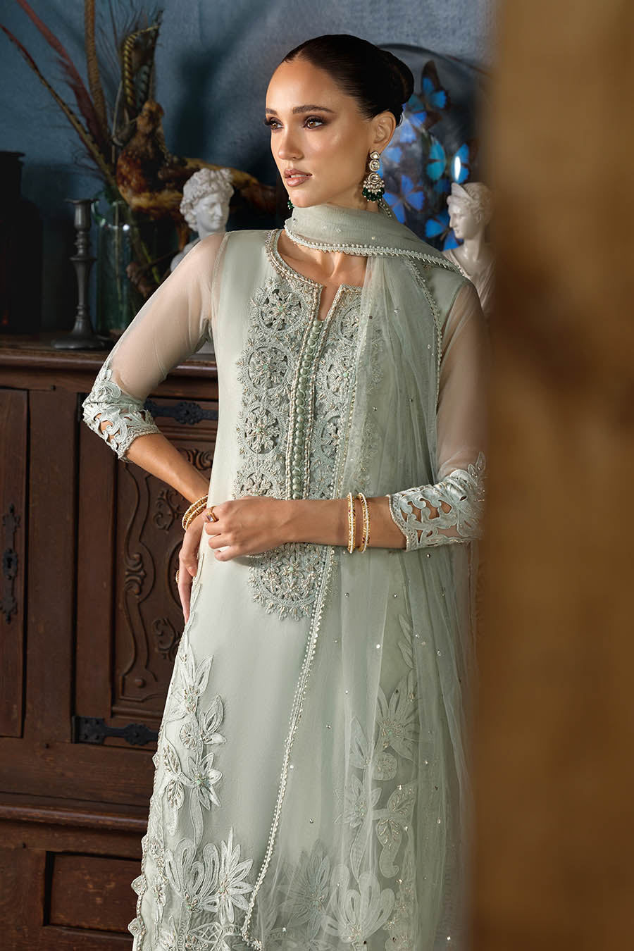 Hand Embroidered Organza Sharara Online in Dubai UAE Abudhabi Ajman Sharjah