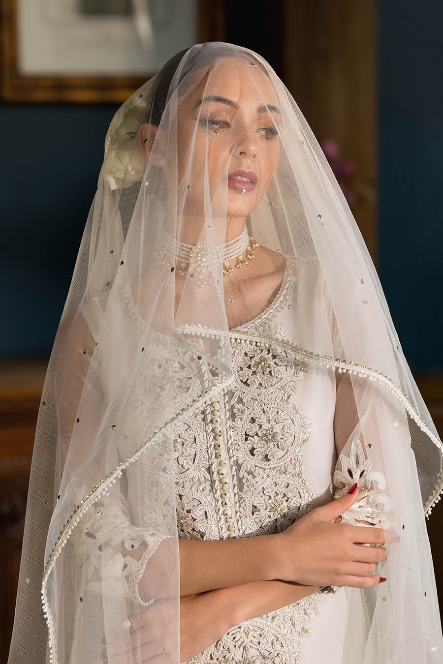 Hand Embroidered White Organza Sharara Online in Dubai DXB UAE Abudhabi Meena Bazaar