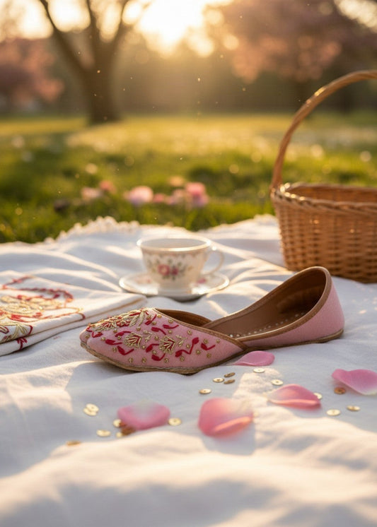 Handcrafted Blush Pink Khussa Wedding Shoes Online in KSA Riyadh Saudi Arabia Oman Bahrain Qatar