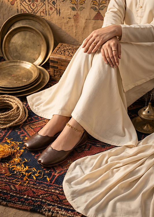 Handcrafted Brown Khussa Footwear Online in Sri Lanka India Australia