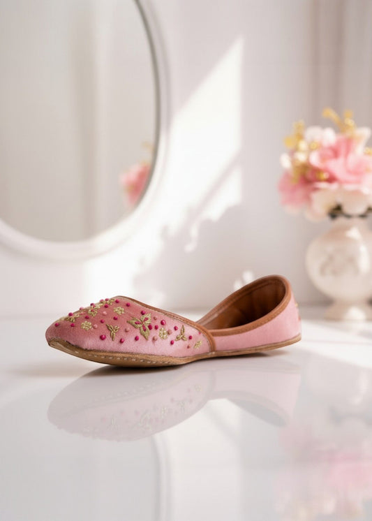 Handcrafted Pink Embroidered Khussa Online in Sri Lanka India Australia