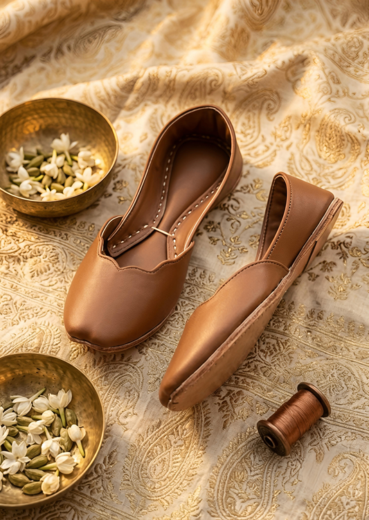 Handcrafted Tan Brown Mojari Online in UK USA Canada