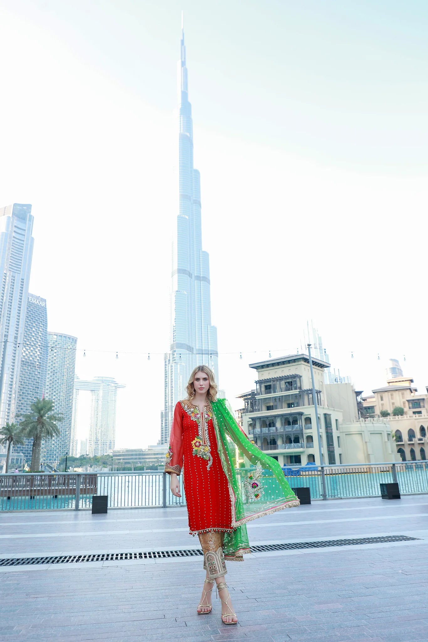 Readymade Red Pure Chiffon Suit