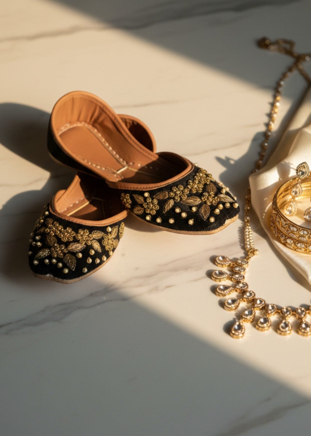 Handmade Black Velvet Ethnic Shoes Online in UK USA Canada