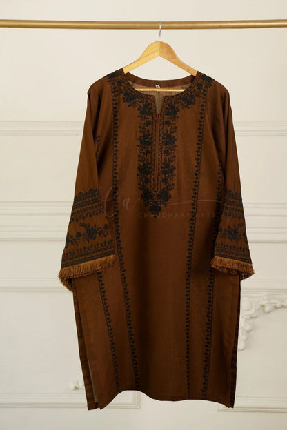 Hazelwood Brown Embroidered Cotton Kurta Set Online in Dubai UAE Abudhabi Ajman Sharjah