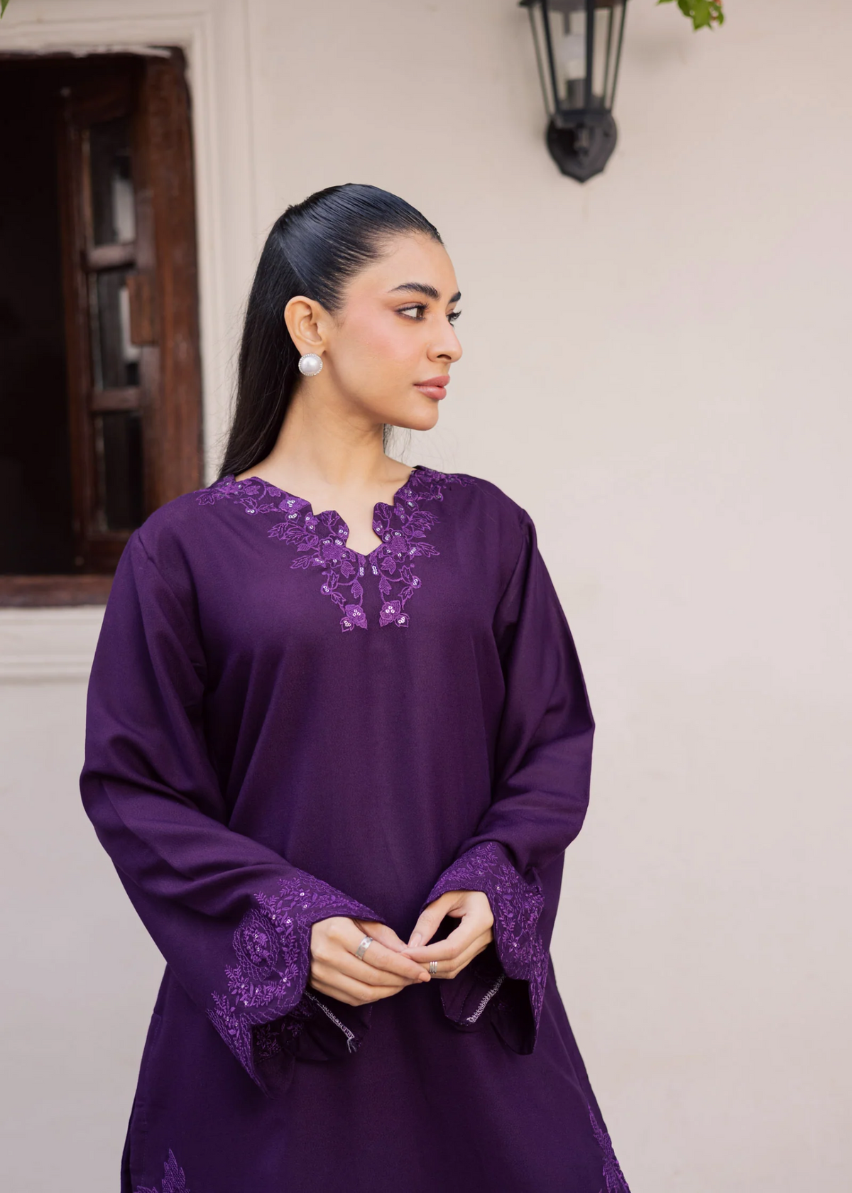 Purple Heart Embroidered Lawn Kurta Set Online in Dubai DXB UAE Abudhabi Meena Bazaar
