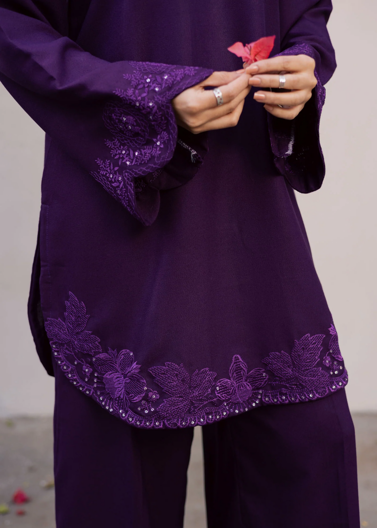 Purple Heart Lawn Kurta Set with Embroidery Online in UK USA Canada