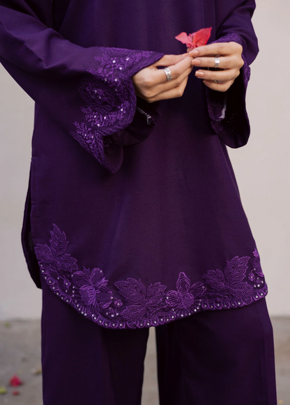 Purple Heart Lawn Kurta Set with Embroidery Online in UK USA Canada