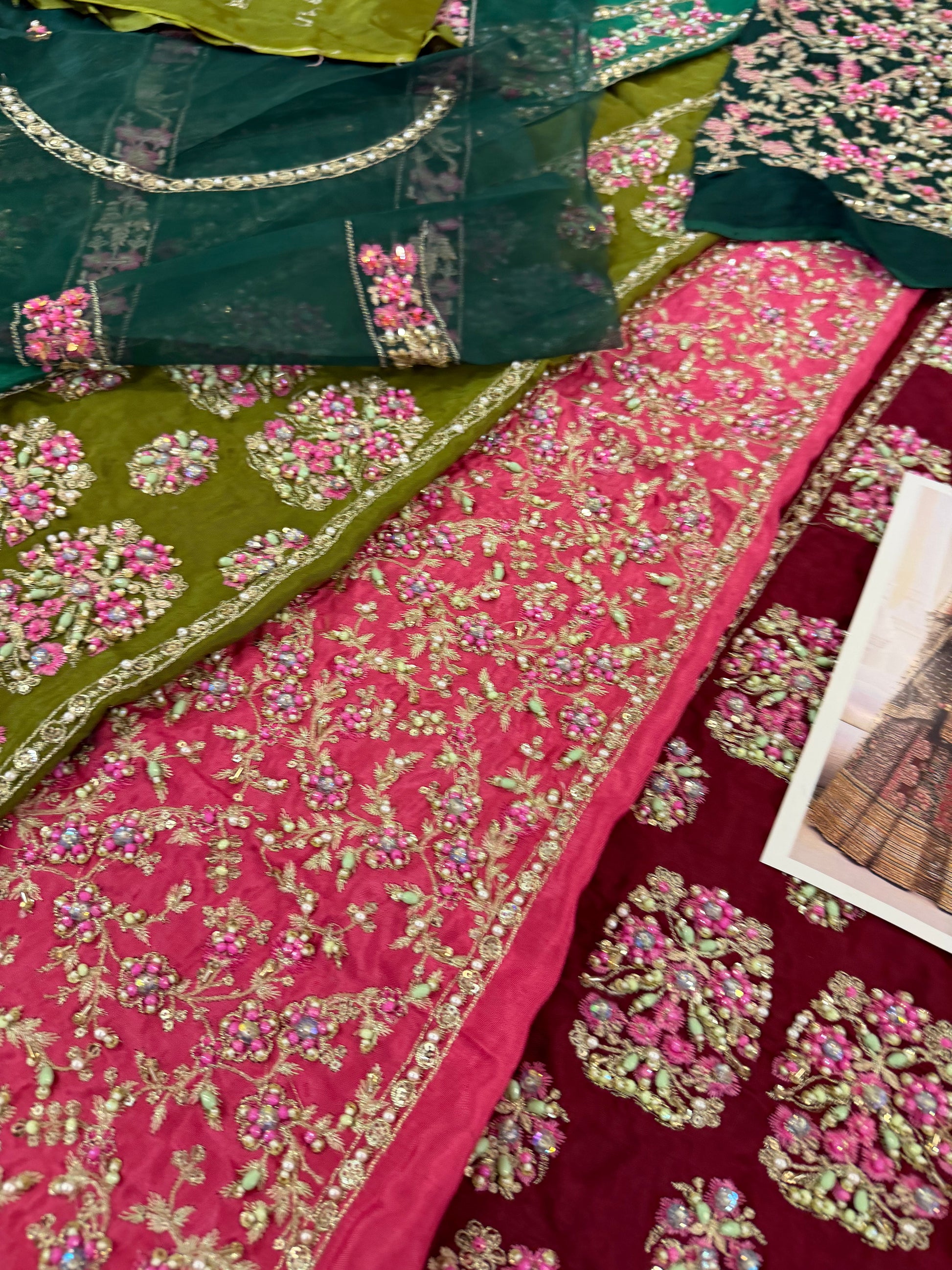 Heavily Embellished Bridal Lehenga with Dupatta Online in Dubai DXB UAE Abudhabi Meena Bazaar