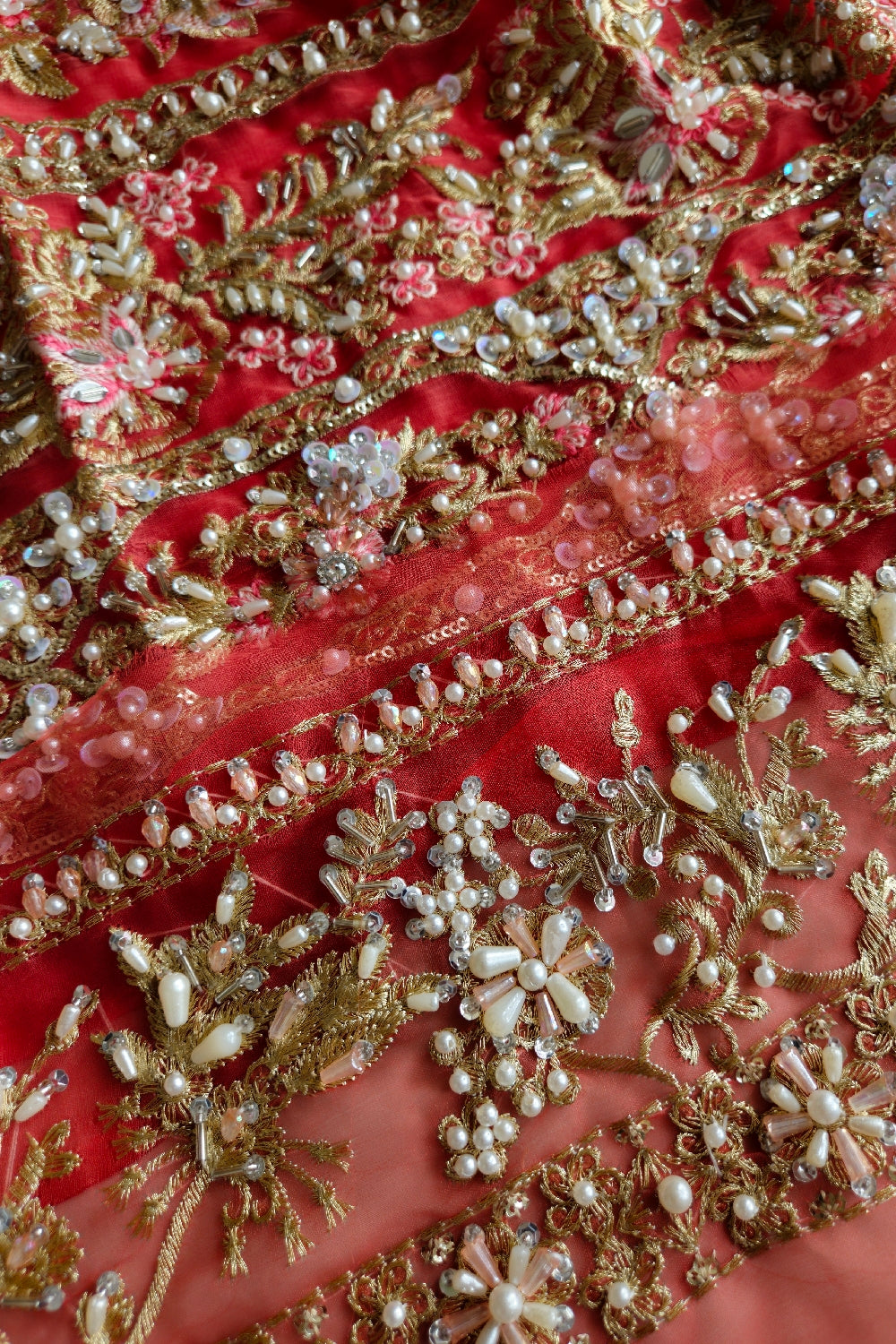 Gold Red Handmade Bridal Anarkali