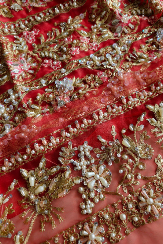 Gold Red Handmade Bridal Anarkali