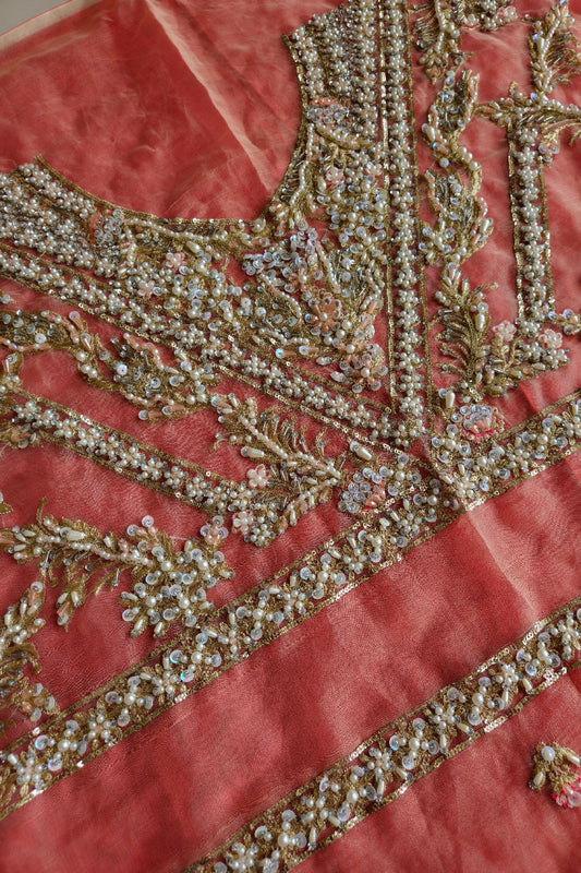 Gold Red Handmade Bridal Anarkali