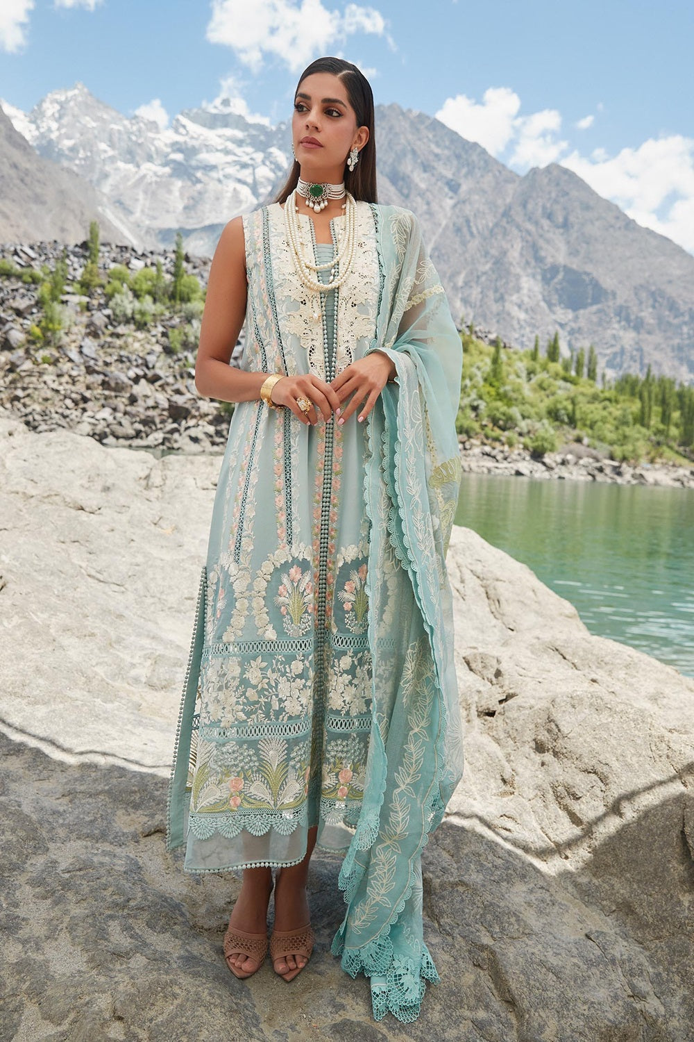 Aqua Chikankari Lawn Suit