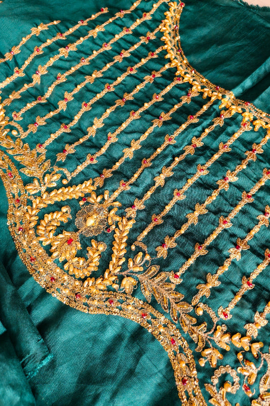 Emerald Green Handmade Lehenga