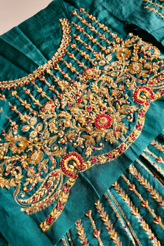 Emerald Green Handmade Lehenga