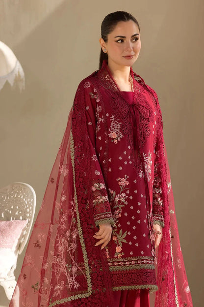 Red Heavy Embroidered Lawn Suit