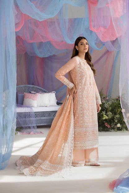 Peach Heavy Embroidered Lawn Suit with Sequins Work