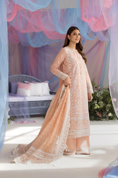 Peach Heavy Embroidered Lawn Suit with Sequins Work