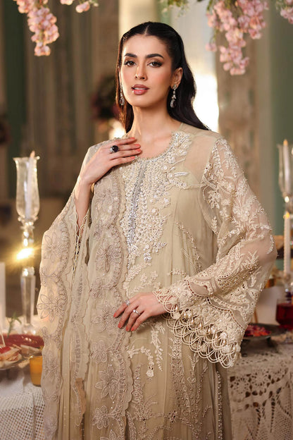 Brown Tie-Dye Embellished Chiffon Suit with Chikankari, 3D Flowers & Pearl Details