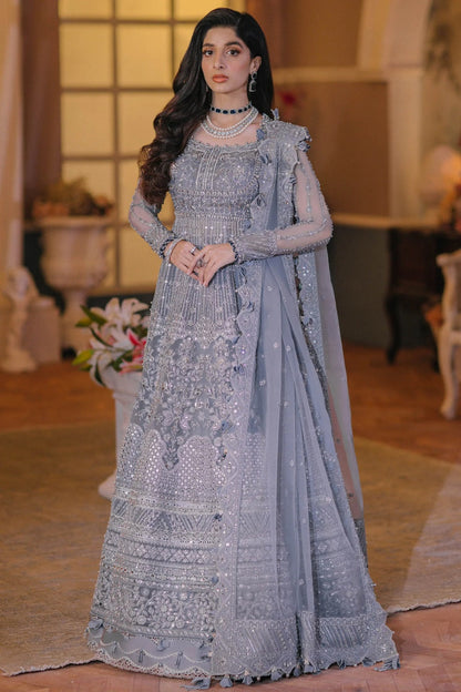 Ice Blue Hand Embellished Bridal Anarkali