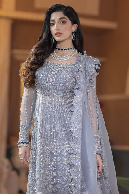 Ice Blue Hand Embellished Bridal Anarkali