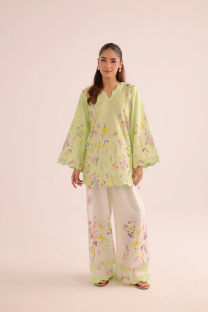Herb Green Digital Print Poly Lawn Kurta Set Online in Dubai UAE Abudhabi Ajman Sharjah