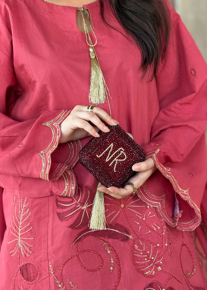 Hot Pink Cut Work Raw Silk Designer Salwar Kameez Online in Dubai UAE Abudhabi Ajman Sharjah