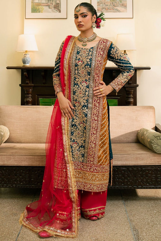 Hot Pink Embellished Chiffon Gharara Suit Online in Dubai UAE Abudhabi Ajman Sharjah