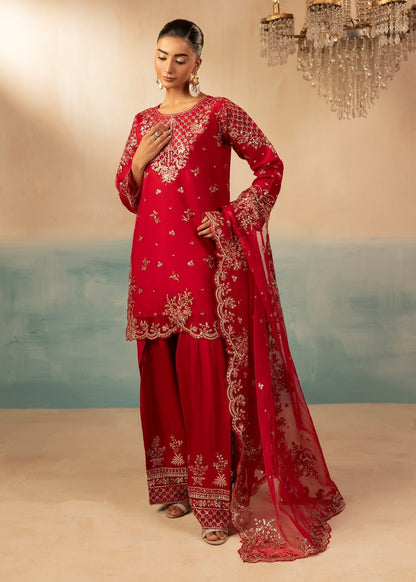 Hot Pink Farshi Shalwar Embroidered Raw Silk Pakistani Suit Online in Dubai UAE Abudhabi Ajman Sharjah