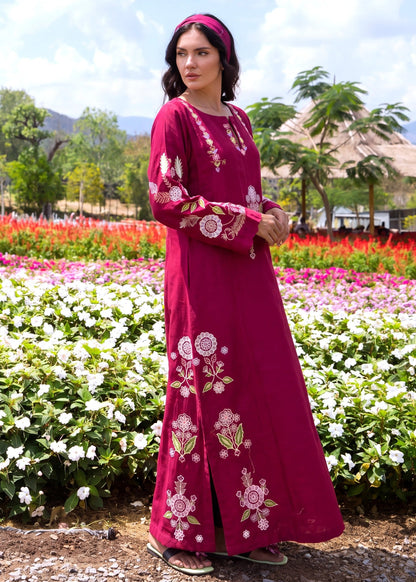 Hot Pink Red Khaddar Kaftan Top Online in Dubai UAE Abudhabi Ajman Sharjah