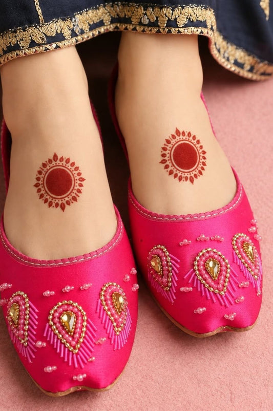 Hot Pink Silk Khussa for Women Online in Dubai UAE Abudhabi Ajman Sharjah