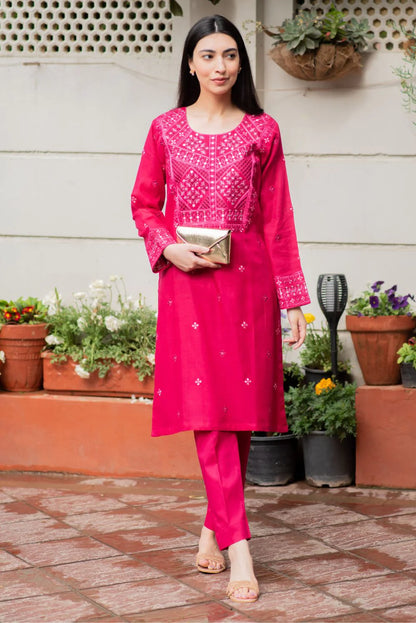 Bright Pink Kurta with Straight Pants