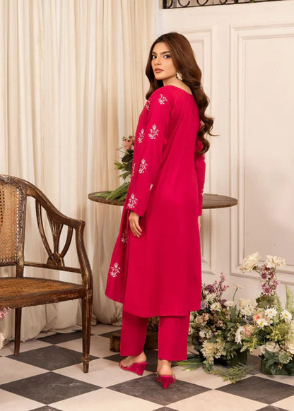 Shocking Pink Embroidered Cotton Kurta Set