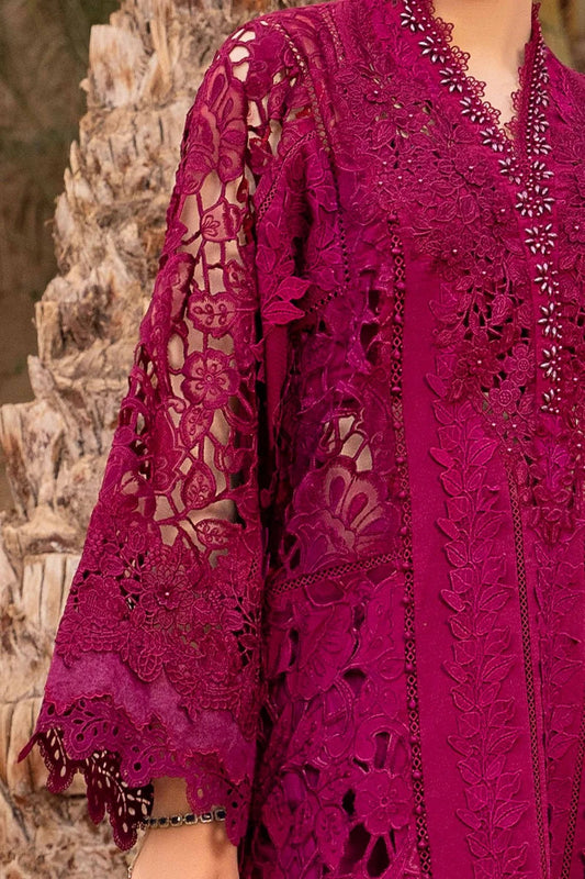 Red Lawn Suit with Cut Work & 3D Work