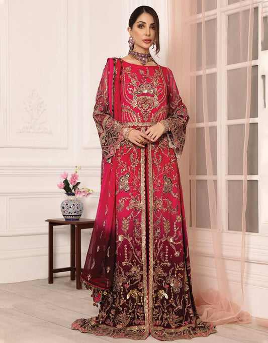 Hot Pink Handmade Chiffon Suit