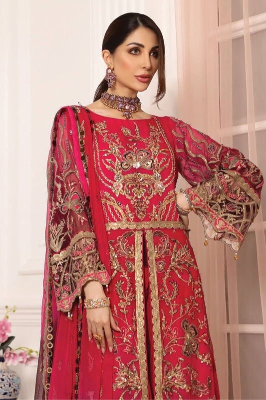 Hot Pink Handmade Chiffon Suit