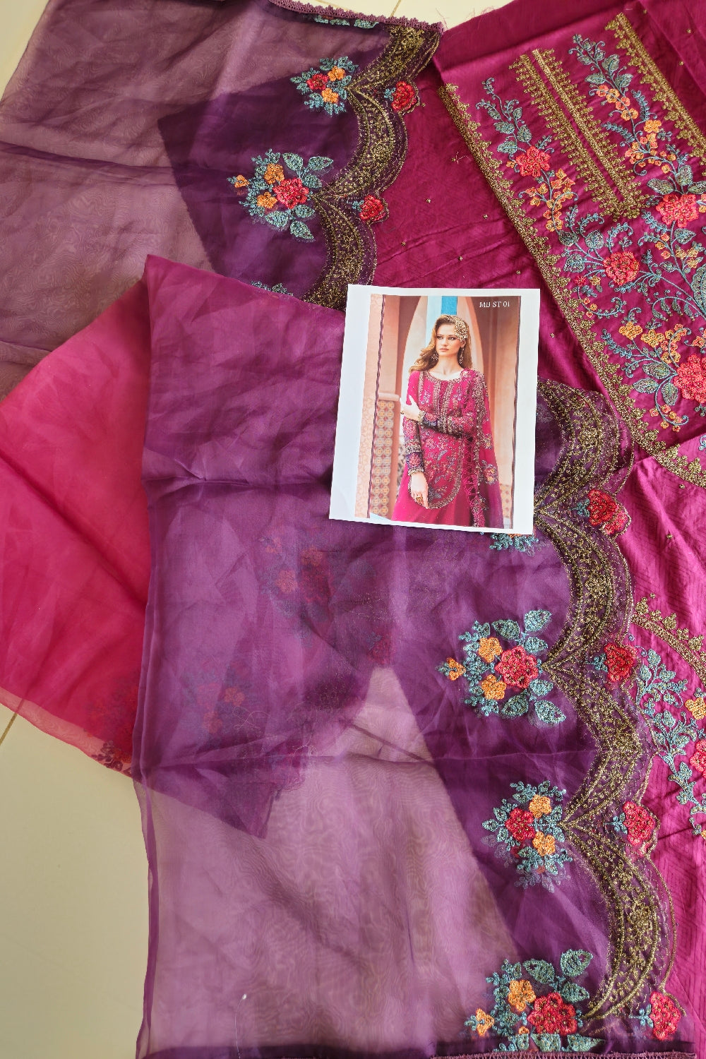 Fuchsia Embroidered Lawn Suit